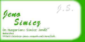 jeno simicz business card